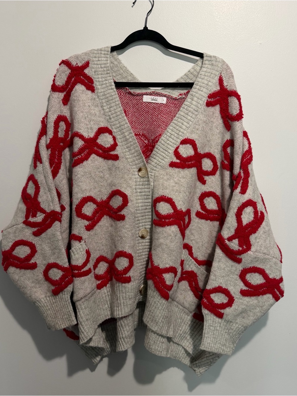 Shop Talulah Eloise Bow Cardigan Red Bow Gray Size L